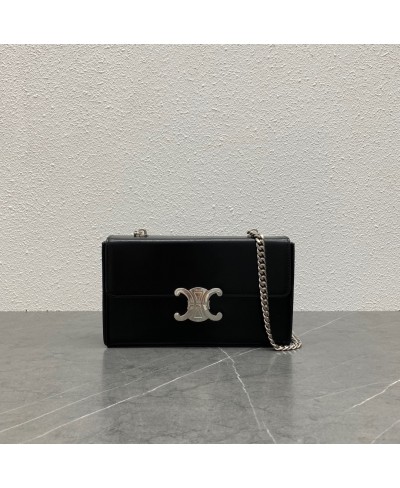 CELINE CHAIN BOX TRIOMPHE BAG IN SHINY CALFSKIN