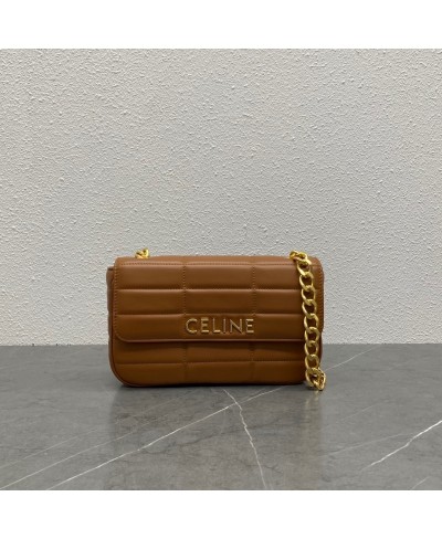 CELINE CHAIN SHOULDER BAG MATELASSE MONOCHROME CELINE IN QUILTED GOATSKIN