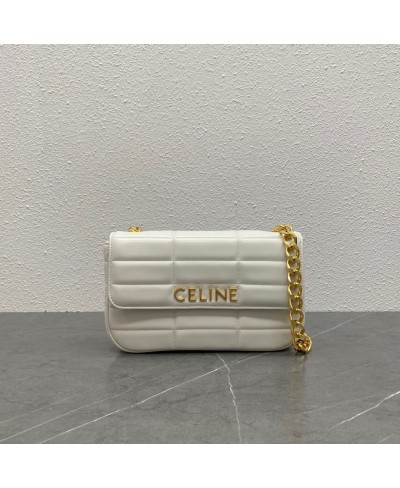 CELINE CHAIN SHOULDER BAG MATELASSE MONOCHROME CELINE IN QUILTED GOATSKIN