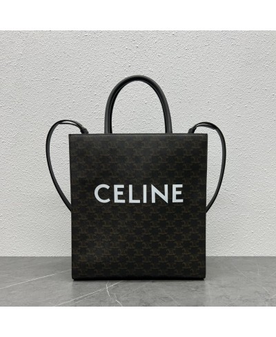 BORSA CABAS VERTICALE MEDIA IN TELA TRIOMPHE CON STAMPA CELINE CELINE