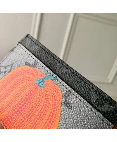 Louis Vuitton LV x YK Porte Carte Simple Pumpkin Print in Monogram Eclipse  Reverse Coated Canvas - US