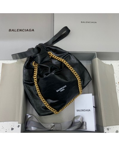 BALENCIAGA WOMEN'S CRUSH SMALL TOTE BAG IN BLACK