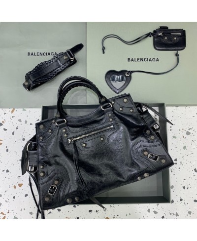 BALENCIAGA WOMEN'S NEO CAGOLE CITY HANDBAG IN BLACK