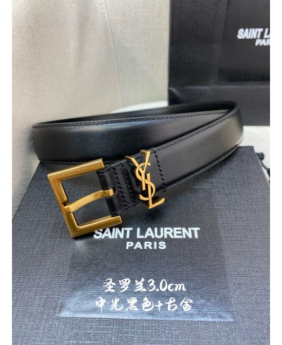 SAINT LAURENT CASSANDRE BELT WITH SQUARE BUCKLE IN SMOOTH LEATHER