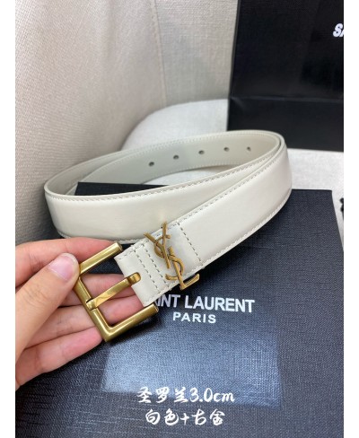 SAINT LAURENT CASSANDRE BELT WITH SQUARE BUCKLE IN SMOOTH LEATHER