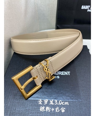 SAINT LAURENT CASSANDRE BELT WITH SQUARE BUCKLE IN SMOOTH LEATHER