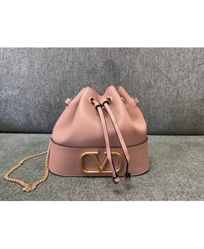 VALENTINO MINI BUCKET BAG IN NAPPA WITH VLOGO SIGNATURE CHAIN