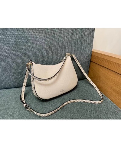 VALENTINO MINI ROCKSTUD HOBO BAG IN GRAINY CALFSKIN