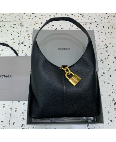 BALENCIAGA WOMEN'S LOCKER MEDIUM NORTH-SOUTH HOBO BAG IN BLACK