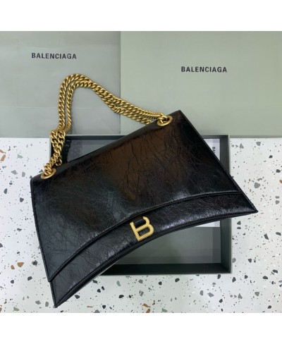 BORSA A TRACOLLA CRUSH GRANDE DA DONNA IN NERO BALENCIAGA