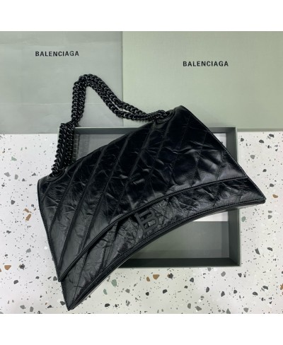 BORSA CRUSH LARGE BAG TRAPUNTATA CON CATENA DA DONNA IN NERO BALENCIAGA