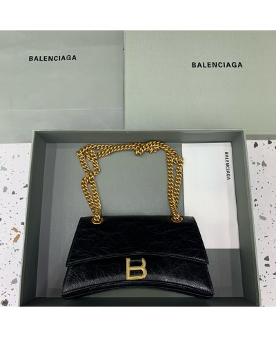 BALENCIAGA WOMEN'S CRUSH SMALL CHAIN BAG IN BLACK