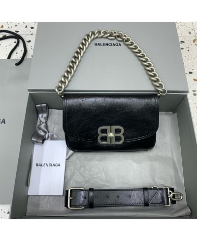 BALENCIAGA WOMEN'S BB SOFT SMALL FLAP BAG IN BLACK