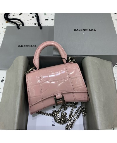 BALENCIAGA WOMEN'S HOURGLASS MINI HANDBAG CROCODILE EMBOSSED