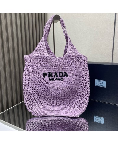 PRADA Woven fabric shopping bag