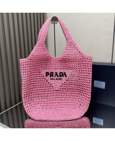 PRADA Woven fabric shopping bag