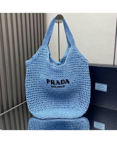 PRADA Woven fabric shopping bag