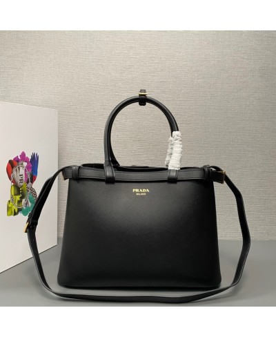 PRADA Prada Buckle medium leather handbag with double belt