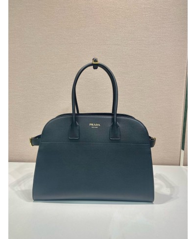 PRADA Large leather tote bag with buckles