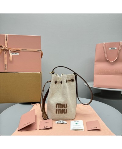 MIU MIU Canvas and leather bucket bag