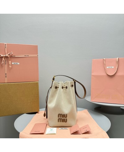 MIU MIU Canvas and leather bucket bag