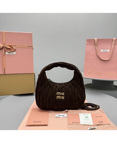 MIU MIU Wander matelassé suede hobo bag