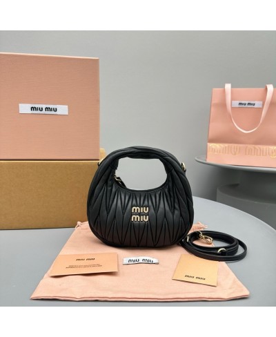 MIU MIU Wander matelassé nappa leather hobo mini-bag