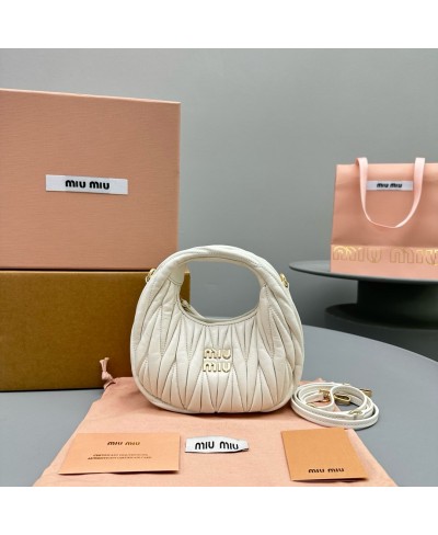 MIU MIU Wander matelassé nappa leather hobo mini-bag