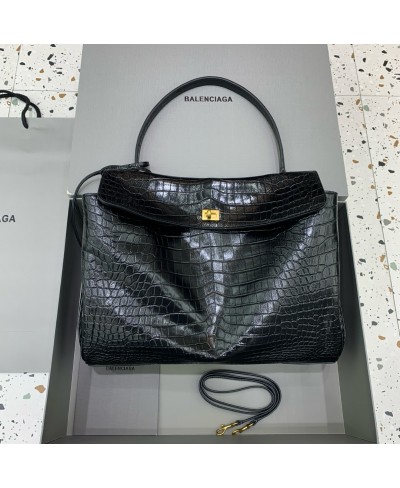 BALENCIAGA  Women's Rodeo Large Handbag Crocodile Embossed