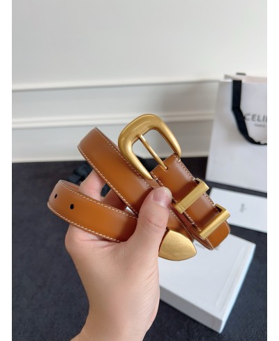 CELINE WESTERN MEDIUM TAURILLON LEATHER BELT