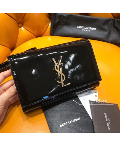 SAINT LAURENT KATE BELT BAG IN PATENT LEATHER