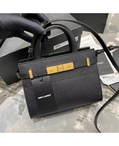 MANHATTAN NANO BAG IN GRAIN DE POUDRE EMBOSSED LEATHER SAINT LAURENT