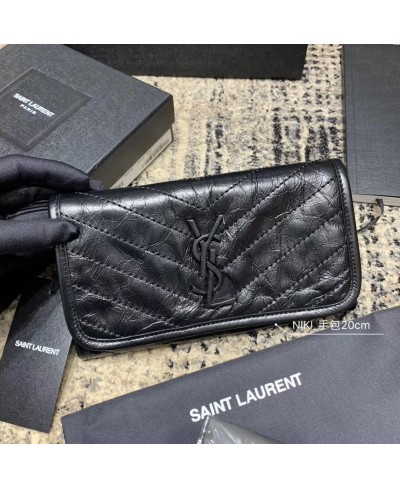 SAINT LAURENT NIKI LARGE WALLET IN CRINKLED VINTAGE LEATHER