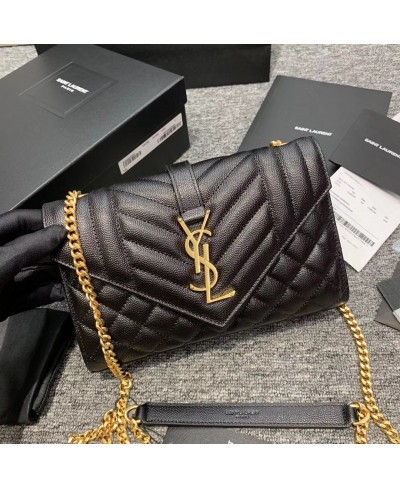 SAINT LAURENT ENVELOPE SMALL BAG IN MIX MATELASSÉ GRAIN DE POUDRE EMBOSSED LEATHER