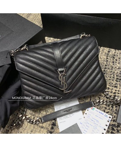 MEDIUM COLLÈGE BAG NERA IN PELLE MATELASSÉ SAINT LAURENT