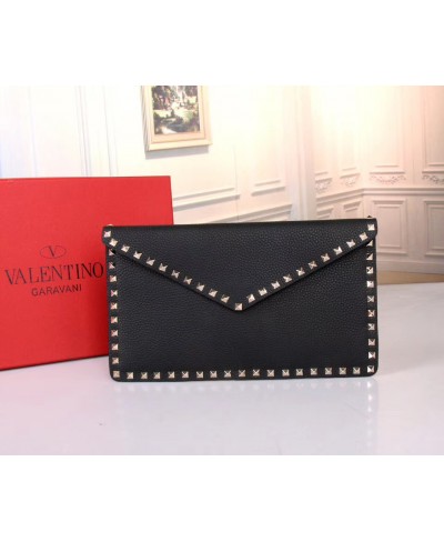 POUCH A BUSTA ROCKSTUD IN VITELLO GRANATO VALENTINO