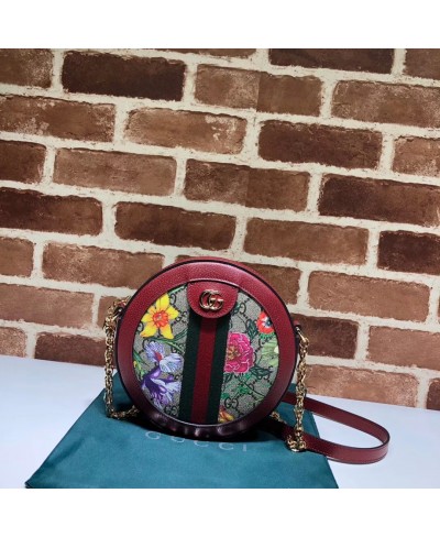 GUCCI Ophidia GG Flora mini round shoulder bag