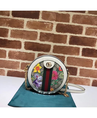 GUCCI Ophidia GG Flora mini round shoulder bag