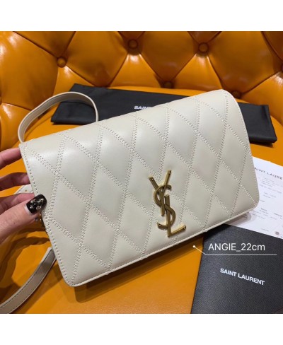 SAINT LAURENT ANGIE CHAIN BAG IN DIAMOND-QUILTED LAMBSKIN