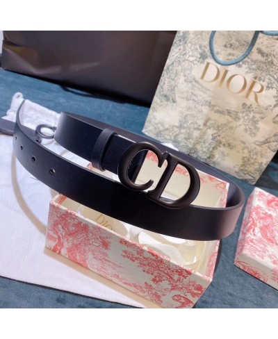 CHRISTIAN DIOR BLACK SADDLE MATTE CALFSKIN BELT