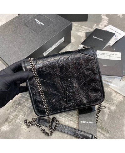 NIKI CHAIN WALLET IN CRINKLED VINTAGE LEATHER (PELLE ORIGINALE) SAINT LAURENT