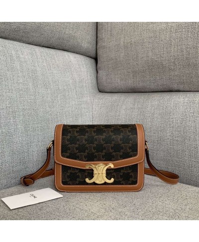 CELINE TEEN TRIOMPHE BAG IN TRIOMPHE CANVAS AND CALFSKIN