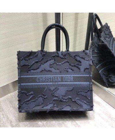 BORSA DIOR BOOK TOTE CON RICAMO CAMOUFLAGE BLU CHRISTIAN DIOR