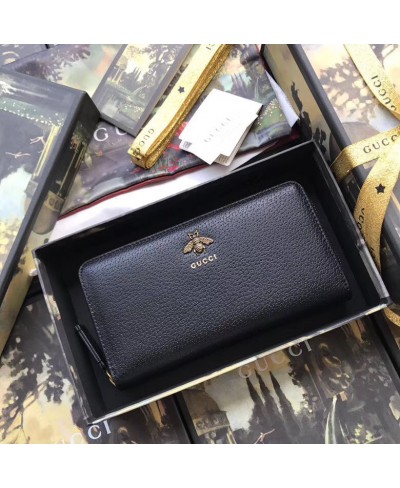 GUCCI Animalier leather zip around wallet