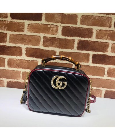 Borsa a spalla GG Marmont con bambù piccola GUCCI