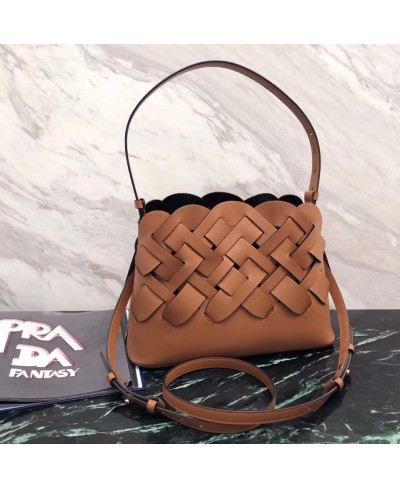 PRADA Leather handbag with large woven motif