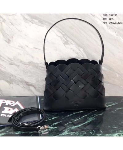 PRADA Leather handbag with large woven motif