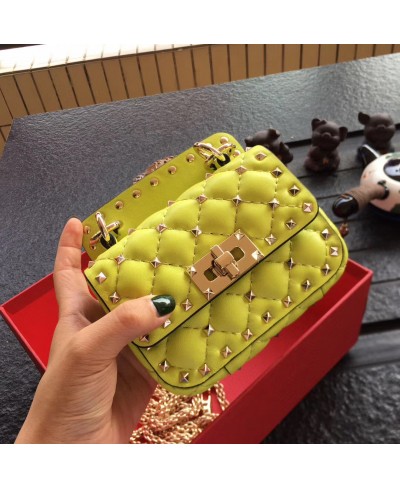 VALENTINO MICRO ROCKSTUD SPIKE FLUO CALFSKIN LEATHER BAG