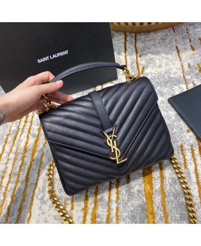 BORSA COLLÈGE MEDIA IN PELLE TRAPUNTATA SAINT LAURENT