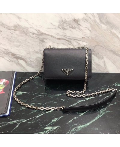 PRADA Nylon and Saffiano Leather Shoulder Bag